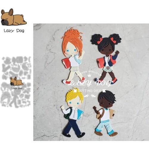 Boy Girl Holding book student Metal Cutting Dies Scrapbooking Stencil DIY Craft Embossing Die Cuts Card Making New Dies For 2021