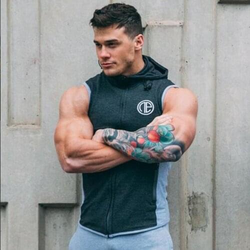 Mens Bodybuilding Hooded Tank Top Cotton sleeveless Vest Sweatshirt Gyms Fitness Workout Casual Fashion Tops Clothing