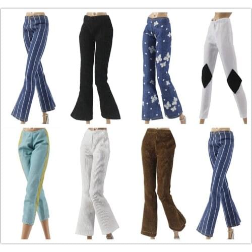 5Pcs Barbie Clothes Handmade Fashion Long Jeans Sports Casual Corduroy Pants Daily Casual Doll Clothes For Barbie Accessories