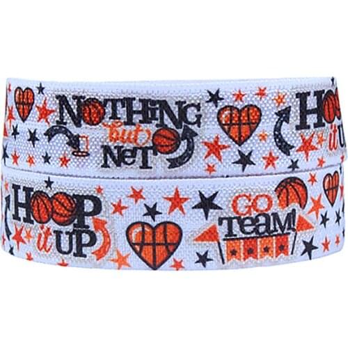 Wholesale basketball printed sports fold over elastic for team headbands