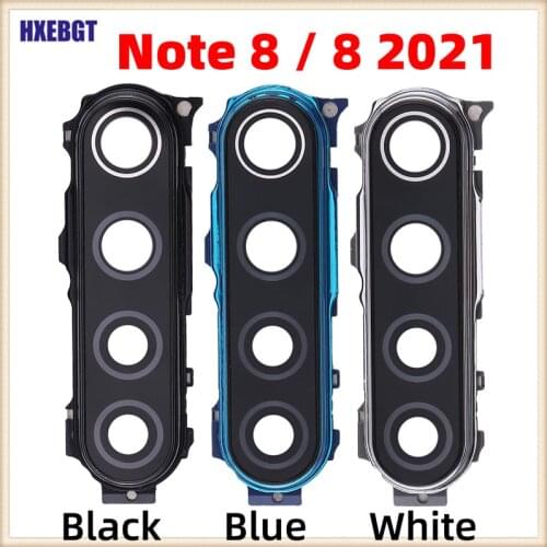 Original New For Xiaomi Redmi Note 8 2021 Red Mi Note 8 Main Camera Glass Lens With Frame Back Camera Lens Cover Parts