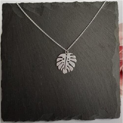 Stainless steel Monstera Necklace Monstera Leaf pendant Botanical Necklace Leaf Jewelry Banana Leaf charm