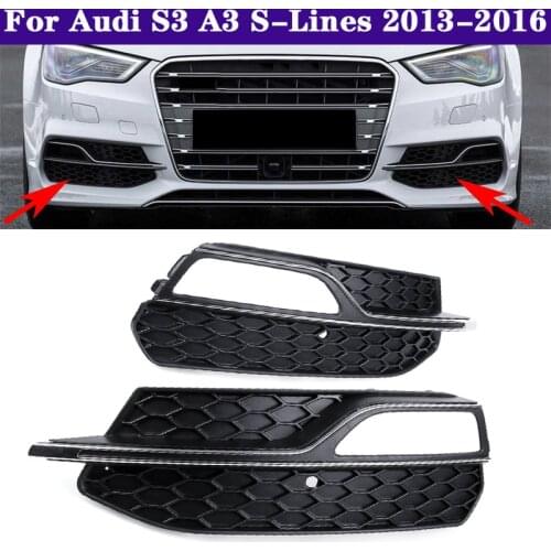 Pair Car Front Lower Bumper Fog Light Grille Grill Cover Fog Lamp Grille For Audi S3 A3 S-Lines 2014-2016 8V3807682L 8V3807682G