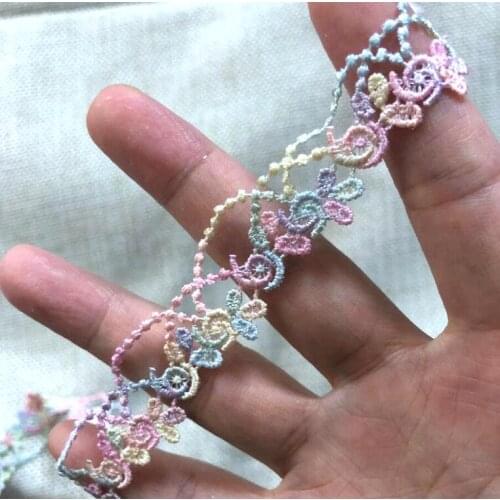 1 Meter/lot 2.1CM DIY Garment Accessories Colorful Lace Trim Exquisite Embroidery Lace Ribbon Sewing Applique Wedding Craft