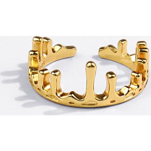 925 Sterling Silver Irregular Crown Rings for Women Men Adjustable Finger Rings Couple Jewelry New