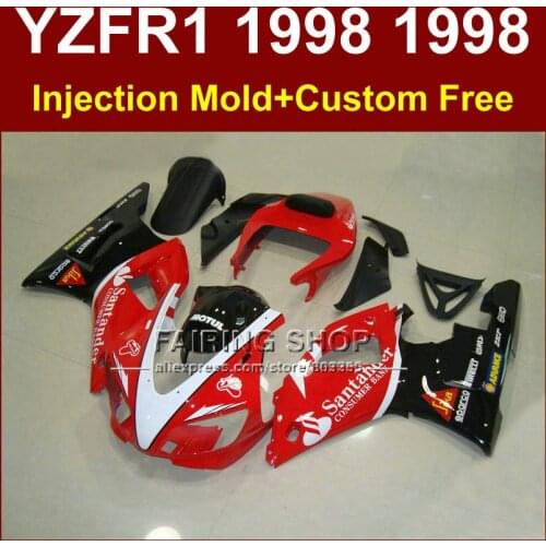 SH8Y Red black fairings kit for YAMAHA YZF R1 YZF1000 98 99 R1 Sika custom fairing set YZF R1 1998 1999 body parts B7T3