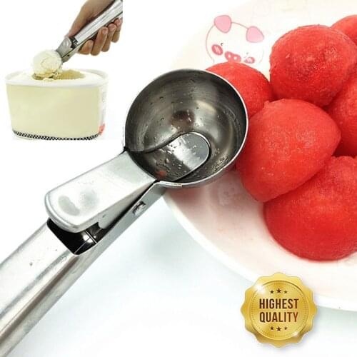 Stainless Steel Ice Cream Scoop Ice Ball Maker Frozen Yogurt Cookie Dough Meat Balls Cream Spoon Watermelon Spoon Kitchen Tool