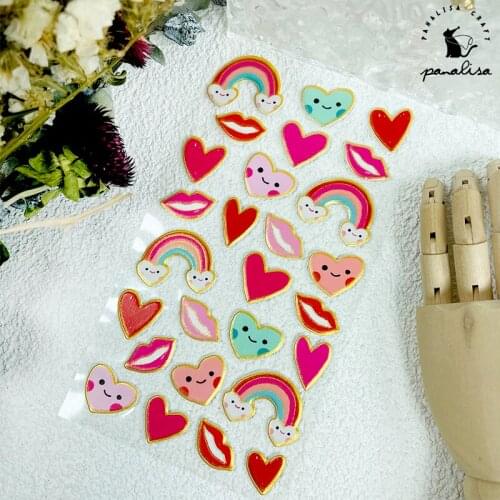 Panalisacraft Valentines puffy stickers heart shape Scrapbooking Creative Stickers for Cards Decor Handmade embellishment