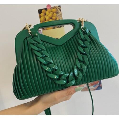 Acrylic Wrinkled Cloud Bag Hobos Bag Winter High Quality Chain Shoulder Underarm Bag Shoulder Messenger Bag