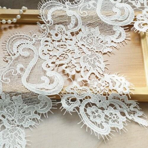 Vintage Water soluble Embroidered Polyester Eyelash Lace Trim White Trim DIY Crafts For Sewing Decoration African Lace Fabric