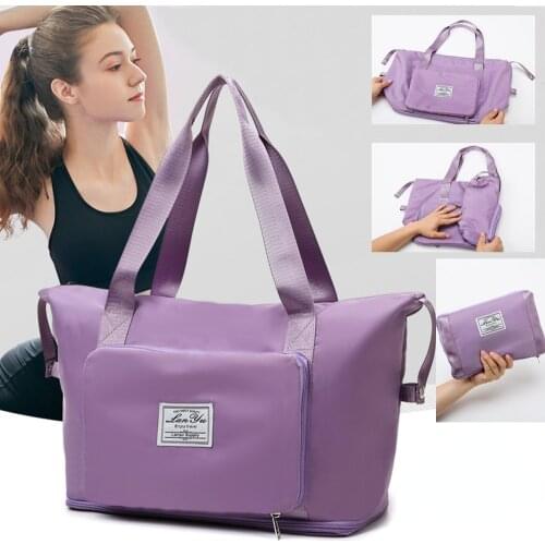 Large capacity folding travel bag Foldable Large Capacity Women Gym Bags Shoulder Bag Women Training Travel Handle Handbag Yoga