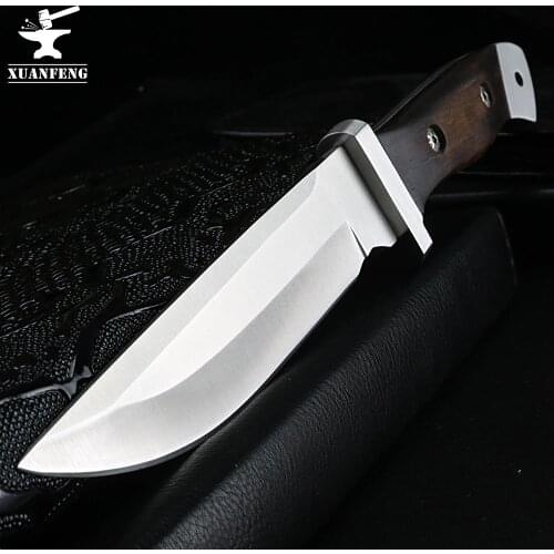 XUAN FENG 7HR15MOV tactical straight knife north American sharp hunting knife outdoor self-defense knife + holster