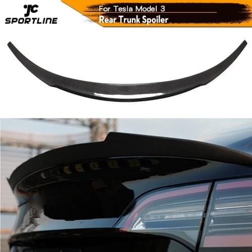 Rear Trunk Spoiler Wing Boot Lip for Tesla Model 3 2018 - 2020 Carbon Fiber Rear Trunk Spoiler