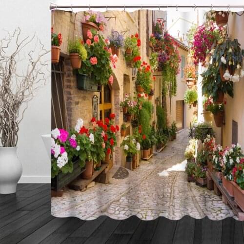 3D Colorful Street Alley Pattern Shower Curtains Bathroom Curtain Waterproof Thickened Bath Curtain