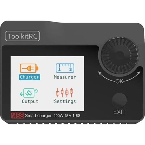 ToolkitRC M8S 400W 18A 2.4 TFT inch Color LCD Screen Balance Charger Discharger for 2S - 8S Lipo For RC Racing Drone Battery