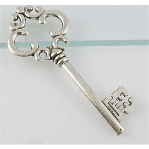 2pcs Antique Silver Zinc Alloy Big Key Charms Pendants DIY Jewelry Findings 12315