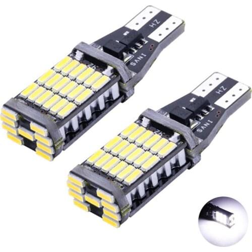 2PCS T15-4014-45SMD Led Car W16W White Canbus Error Free DC 12V Backup Reverse Lights Parking Light 360° Beam Replacement Bulbs