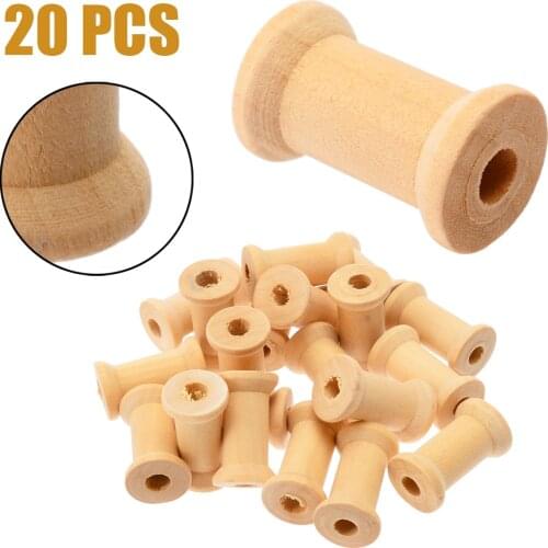 20pcs 27mm Wooden Bobbins Spools Reels Organizer Sewing Ribbon Textile Yarn Craft for Sewing Ribbons Twine Wood Crafts