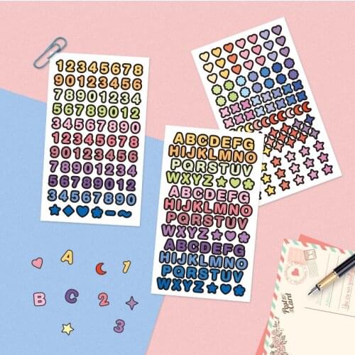 3sheets/Pack Letters And Numbers Scrapbooking Paper Stickers Set Mark Label DIY Diary Mobile Adhesive Craft Decoration Supplies