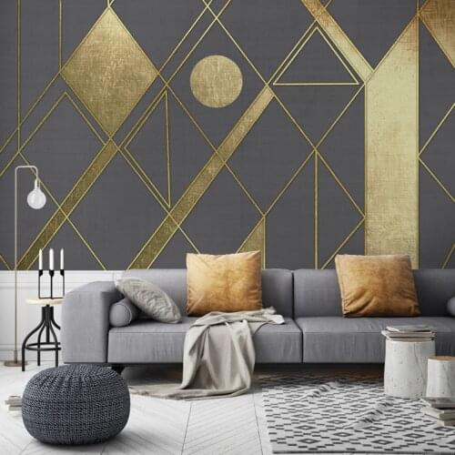 Custom 3D Photo Wallpaper Modern Abstract Geometric Gold TV Background Wall Paper Living Room Sofa Bedroom Wall Mural Paintings
