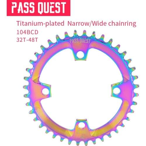 40g/32T 104BCD Titanium-Plated Chain Ring CNC Narrow Wide Chain Wheel 32T-48T colored mountain bike wheels