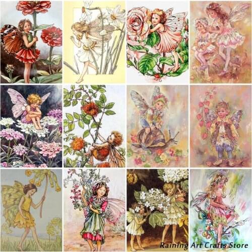 5D Diy Diamond Painting Embroidery Flower Fairy Full Round Square Drill Cross Stitch Kits Mosaic Pictures Kids Room Home Decor