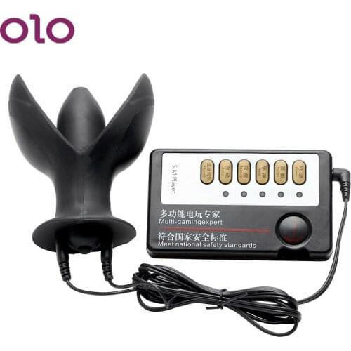 OLO Electric Shock Anal Plug Vibrator Silicone Opening Butt Plug Prostate Massage Adult Games Sex Toys for Women Men