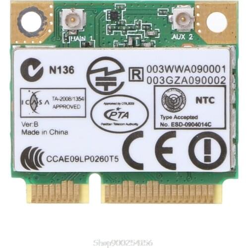 AR5B93 AR9283 Half Height Mini PCI-E Wireless Wlan WiFi Card 300Mpbs For Atheros N04 20 Dropship