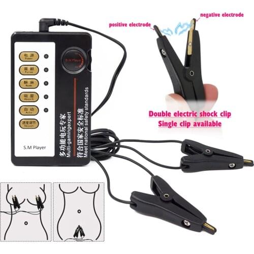 BDSM Electric Shock Nipple Clamps Labia Clip G-Spot Clitoris Massage Electro Stimulator Breast Enlarger Couple Flirting Sex Toys