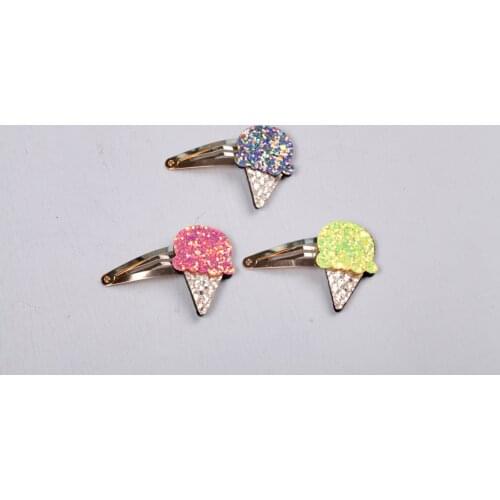 Boutique 12pcs Fashion Cute Glitter Icecream Cone Snap Clips Cartoon Barrettes Hairpins Princess Headwear Girls Hair Accessories