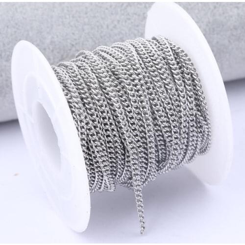 10meters/roll stainless steel 1.5mm 2.4mm wide jewelry chains for necklace bracelets making