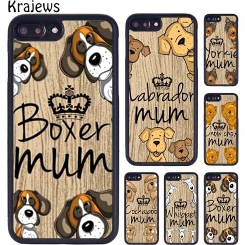 Krajews Labrador Yorkie Boxer Chow Mum Dog Phone Case For iPhone X XR XS 11 12 Pro MAX 5 6 7 8 Plus Samsung Galaxy S7 S8 S9 S10