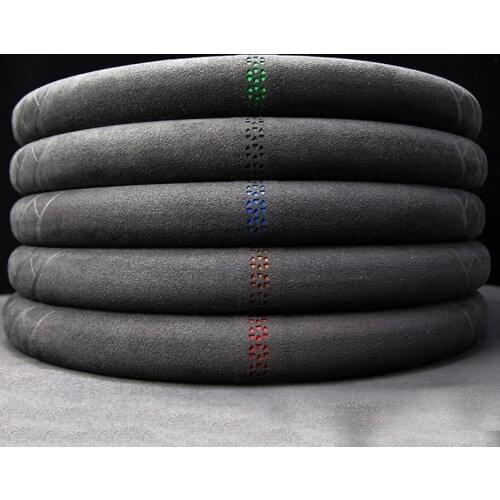 Car Steering Wheel Cover 14.9inch Hand-stitched Soft Black Suede For BMW M3 E90 E91 E92 E93 E87 E81 E82 E88 X1 E84 F10 F15 F16