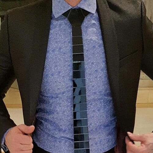 13 Styles Black Mirror Slim Necktie with Classy Plaid Pattern Unique Shining Ties Mirror Finishing Vintage Style Gift