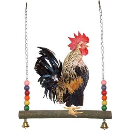 YYSD Chicken Swing Wooden Toy Hens Handmade Bird Cage Toys Parrot Macaw Training Stand Holder