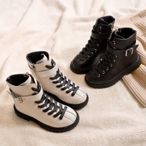 Kids Shoes For Girl childrens PU Leather Boots Warm For Winter Girls Boots Autumn And Winter Side Zipper Boots Boys Snow Boots