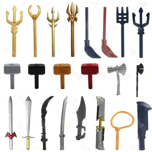 10PCS/LOT Action Figures Accessories Hammers Shields Swords Double-edged swords Weapon Building Blocks Bricks Toys For Children