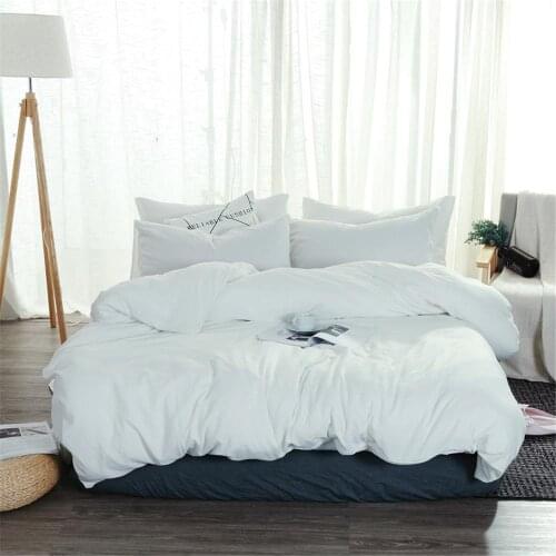 Soft Washed Cotton Bedding Set white Bedlinen twin full queen king Duvet Cover bed sheet pillowcase adult solid color Bedclothes