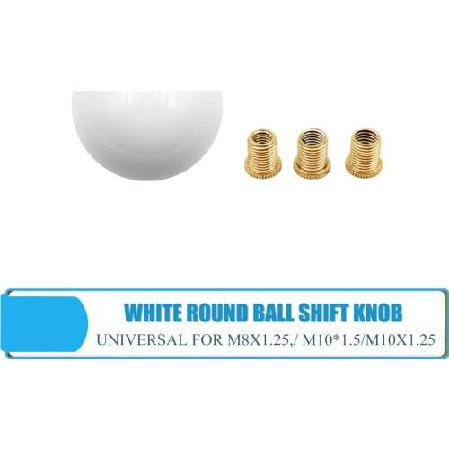 White Round Ball Shift Knob Car Handbrake Shift Lever Cover M12X1.25 Car Interior Accessories Fit For Jdm Duracon Glossy