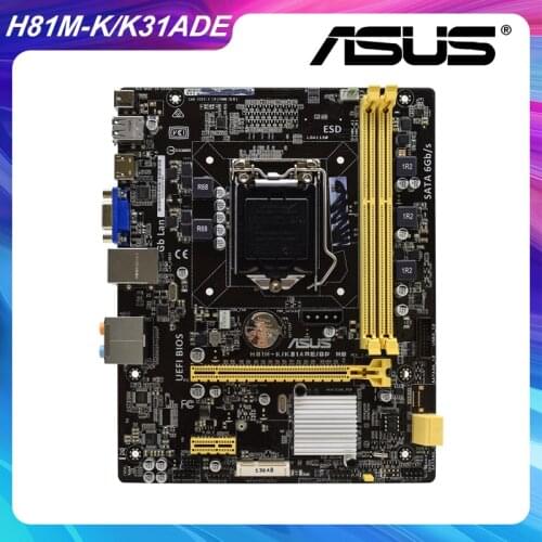 Used Motherboard For ASUS H81M-K/K31ADE Desktop LGA1150 DC power supply H81 pc motherboard AMD 785G HDMI 16GB