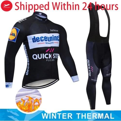 QUICK STEP triathlon Winter Thermal Fleece Men Long Sleeve Cycling Clothing MTB Ropa Ciclismo Bike Clothes Cycling Bib Pants