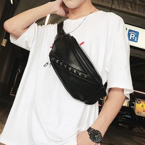 Men Chest Bags Anti-thef New Multifunction PU Waist Bags for Sports Male Waterproof Leather Outside Fanny Bag pack Shoulder Bag