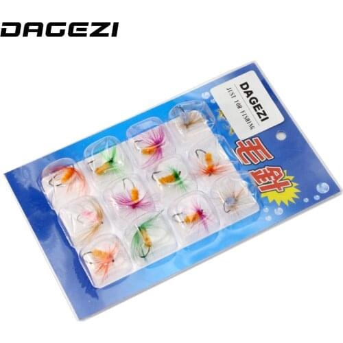 New 12pcs/sets fly fishing lure set Artificial Insect bait trout fly fishing hooks tackle with case box hot fishing tackle box