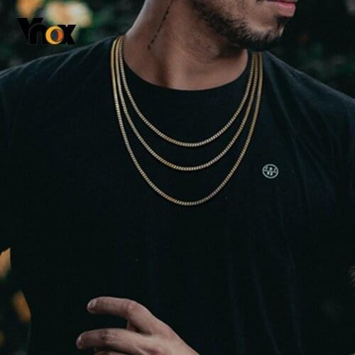 Vnox 3mm Cuban Chain Necklace with K18 Stamp,Stainless Steel Miami Curb Links Men Collar,Classic Simple Metal Women Neck Jewelry