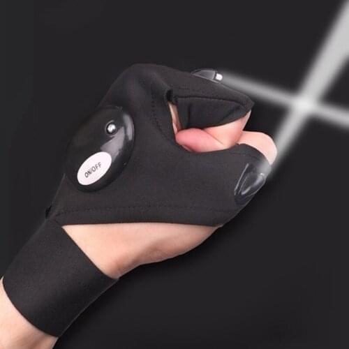 1Pc Night Light Fishing Gloves with LED Flashlight Rescue Tools Outdoor Gear Cycling Practical Durable Fingerless Fishing Gloves