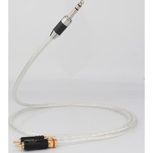 Preffair HI-End Odin Silver Plated 6.35mm Jack (1/4') 1/4inch TRS(male) to Dual(2) RCA/Phono Splitter Audio Extension Cable HIFI