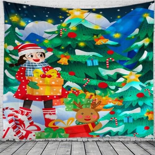 Christmas Present 3D Printing Tapestry Wall Hanging Bed Spread Beach Towel Table Cloth Yoga Mat Christmas Decoration Large Size