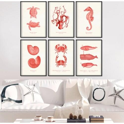 Hand Painted Marine Life Starfish Octopus Wall Art Canvas Painting Nordic Posters And Prints Wall Pictures For Living Room Decor