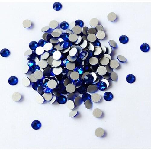 Mix Size Sapphire Color 2000NoHF Crystal Flat Back Non Hotfix Shing Nail Stones DIY 3D Nail Art Rhinestone Nails Decorations