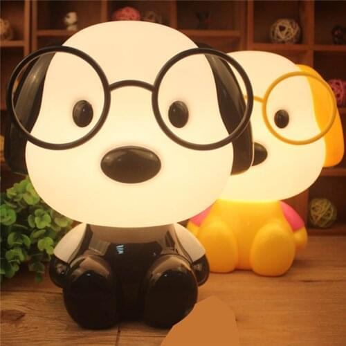 Led Bulbs Night Lights Cute Cartoon Dog DC 220V Desk Lamp Creative Bedside Light Luminarias For Kid Children Room Decor Or Gift